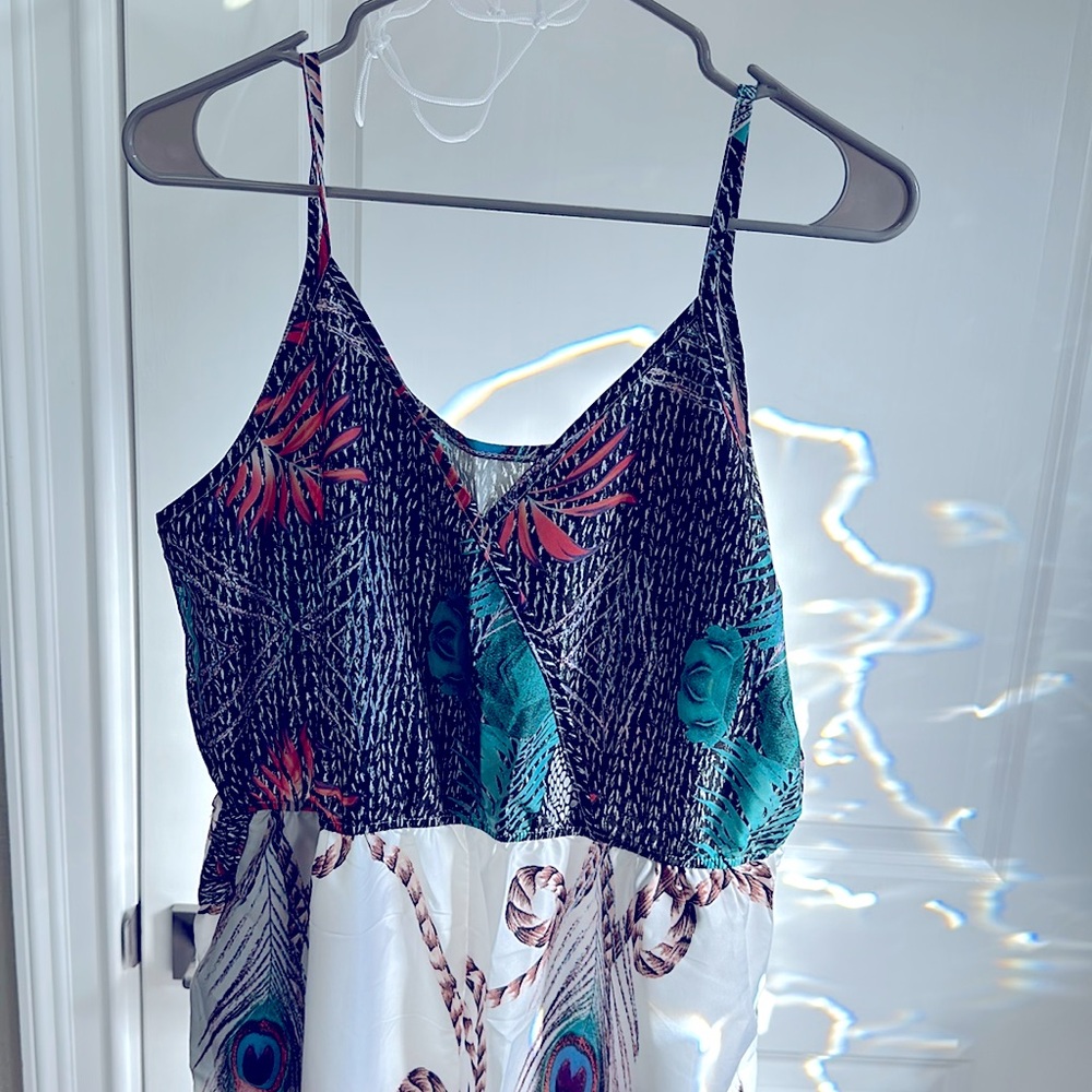 Non stretch jumpsuit- strapped style tapered leg with ties